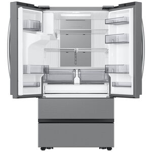 Samsung 36 in. 29.8 cu. ft. Smart 4-Door French Door Refrigerator with Double Freezer and External Ice & Water Dispenser - Fingerprint Resistant Stainless Steel, Fingerprint Resistant Stainless, hires