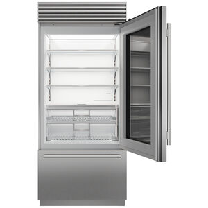 Sub-Zero Classic Series 36 in. Built-In 20.8 cu. ft. Smart Counter Depth Bottom Freezer Refrigerator with Tubular Handles - Stainless Steel, , hires