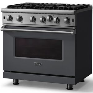 Viking 5 Series 36 in. 5.1 cu. ft. Standard Convection Gas Range with Open Burners - Cast Black, , hires