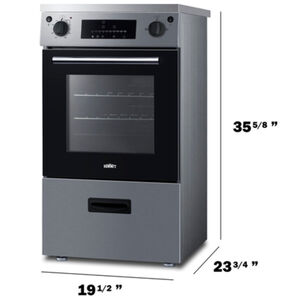 Summit 20 in. 2.0 cu. ft. Standard Convection Slide-In Electric Range with 3 Induction Burners - Stainless Steel, Stainless Steel, hires