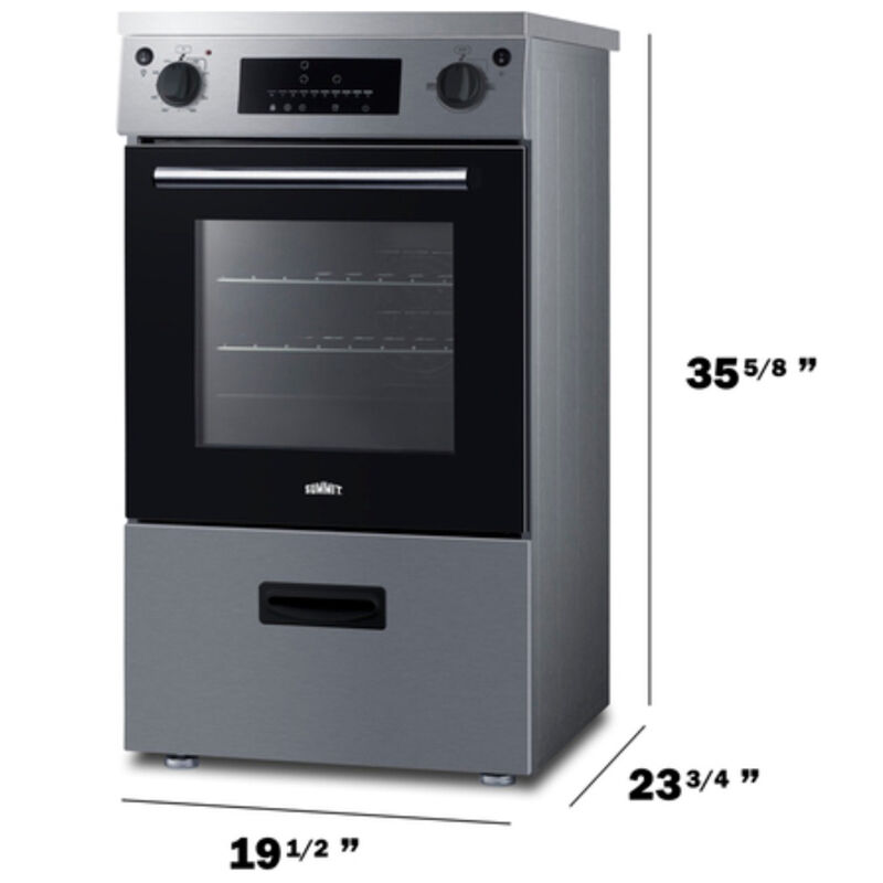 Summit 20 in. 2.0 cu. ft. Standard Convection Slide-In Electric Range with 3 Induction Burners - Stainless Steel, Stainless Steel, hires