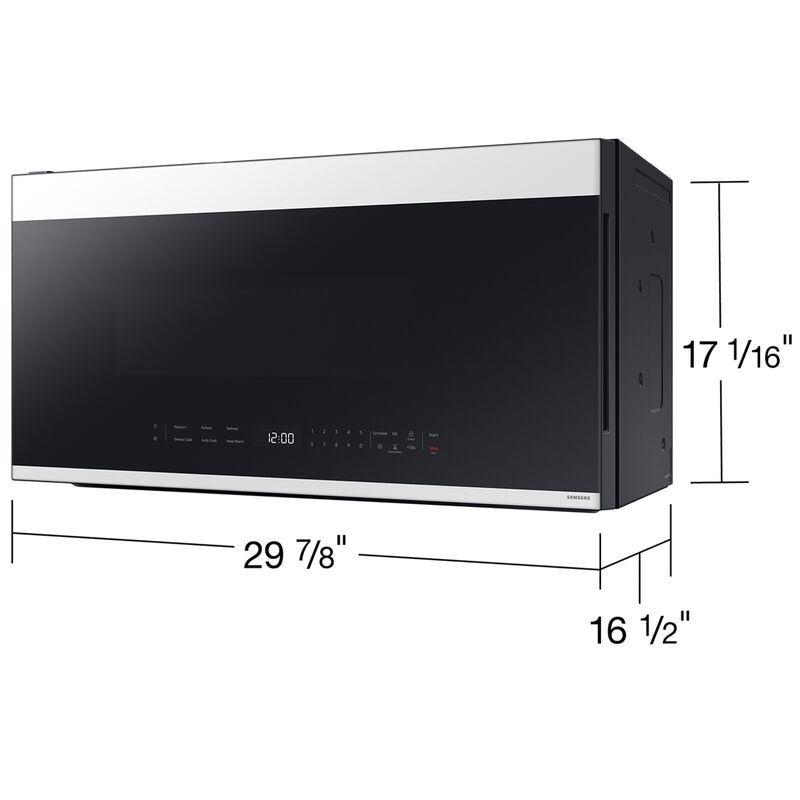 Samsung Bespoke 30 in. 2.1 cu. ft. Over-the-Range Smart Microwave with 10 Power Levels, 400 CFM & Sensor Cooking Controls - White Glass, White Glass, hires