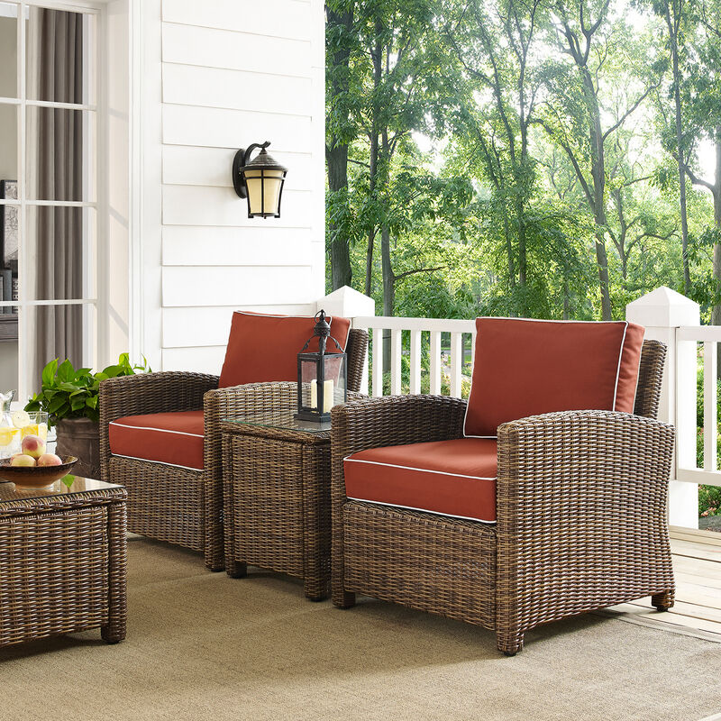 Crosley Bradenton 3-Piece Outdoor Chair and Side Table Set - Sangria, , hires