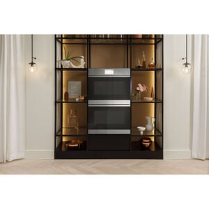 Cafe Minimal Series 30 in. 10 cu. ft. Smart Top Control Electric Double Wall Oven with True European Convection - Platinum Glass, Platinum Glass, hires