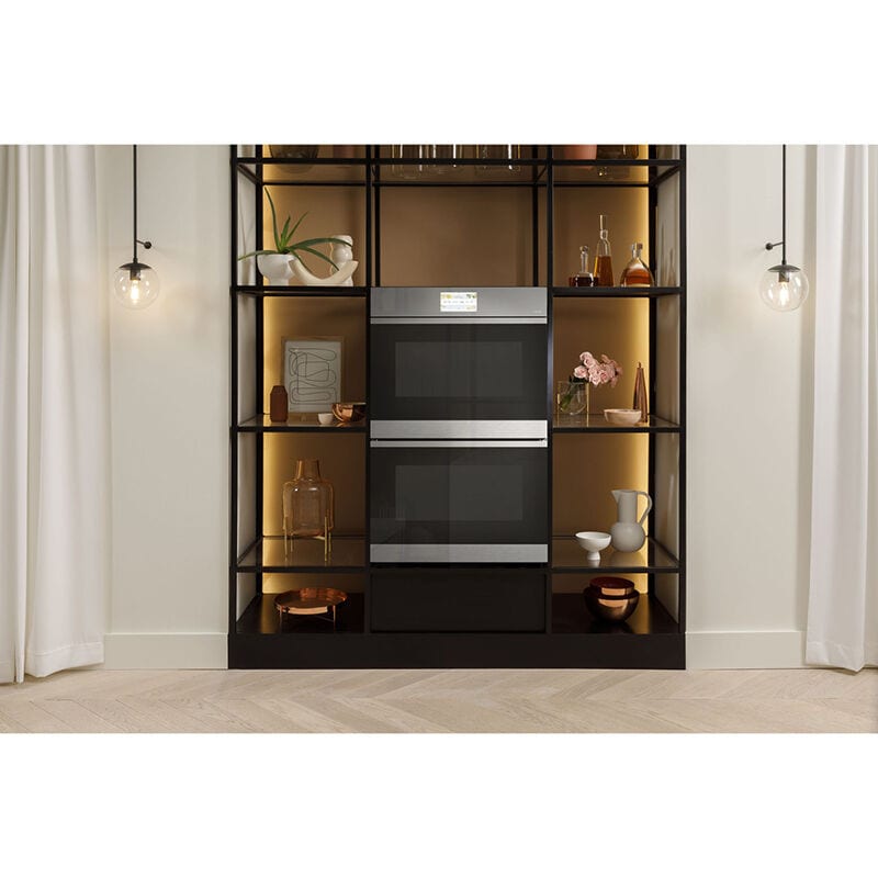 Cafe Minimal Series 30 in. 10 cu. ft. Smart Top Control Electric Double Wall Oven with True European Convection - Platinum Glass, Platinum Glass, hires