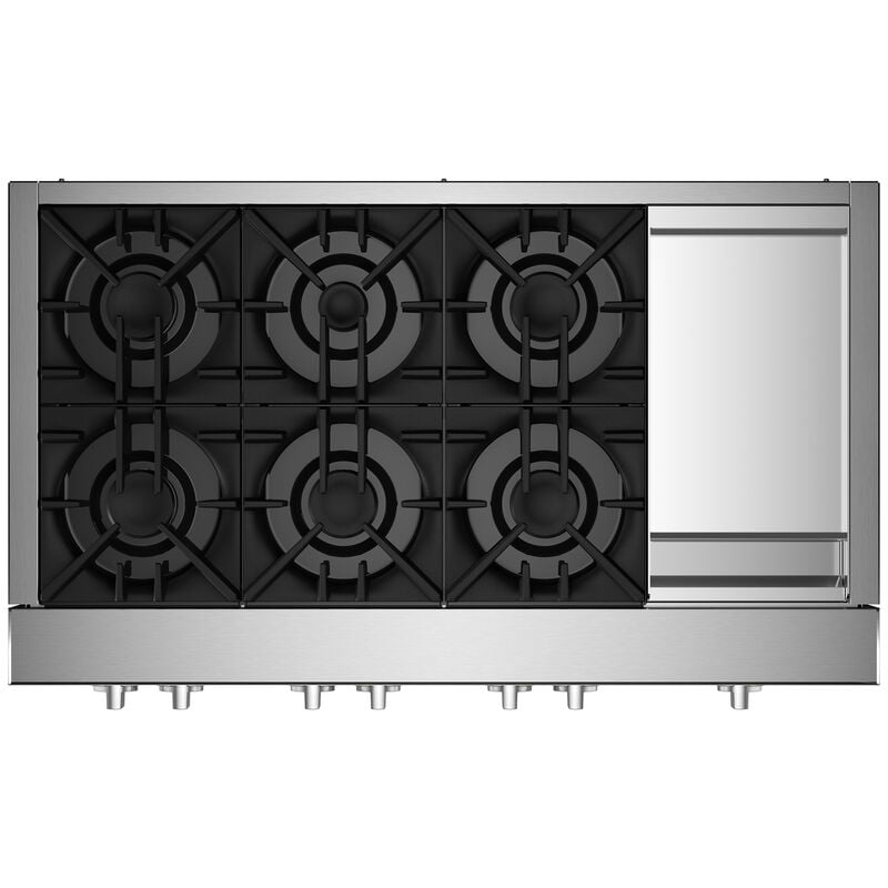 JennAir Rise 48 in. 6-Burner Natural Gas Rangetop with Griddle, Simmer Burner & Power Burner - Stainless Steel, , hires