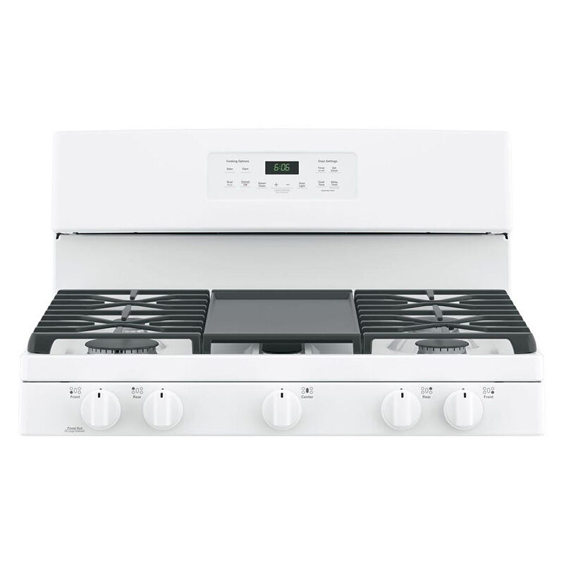 GE 30 in. 5.0 cu. ft. Oven Freestanding Gas Range with 5 Sealed Burners & Griddle - White, White, hires
