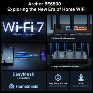 TP Link Archer BE6500 Dual-Band Wi-Fi 7 Router, , hires