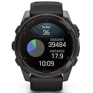Garmin f nix 8 51 mm, AMOLED Smart Watch - Sapphire, Carbon Gray DLC Titanium with Black/Pebble Gray Silicone Band, , hires