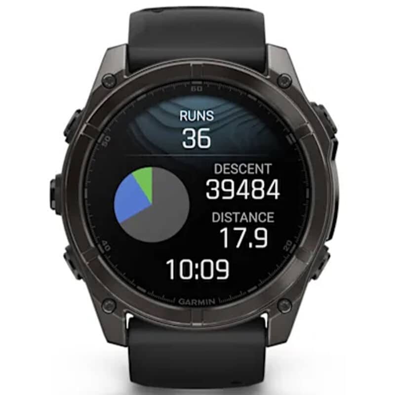 Garmin f nix 8 51 mm, AMOLED Smart Watch - Sapphire, Carbon Gray DLC Titanium with Black/Pebble Gray Silicone Band, , hires