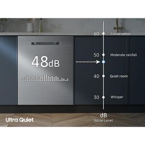 Samsung 24 in. Top Control Flush-Mount Dishwasher with 48 dBA Sound Level, 3rd- Rack, AutoRelease Door Drying & Pocket Handle - Fingerprint Resistant Stainless Steel, , hires