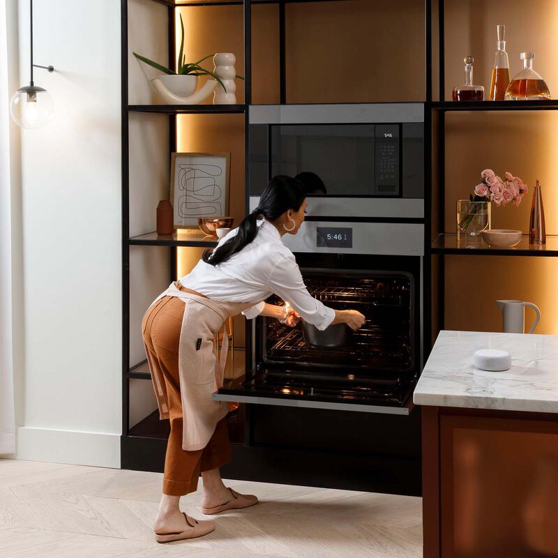 Cafe Minimal Series 30 in. 5 cu. ft. Smart Electric Single Wall Oven with True European Convection - Platinum Glass, Platinum Glass, hires