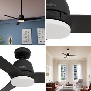Hunter Malden 52 in. Ceiling Fan with LED Light Kit & Handheld Remote - Matte Black, , hires