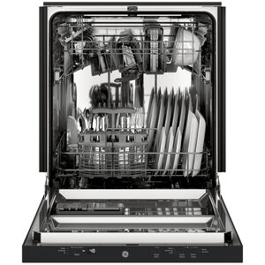 GE 24 in. Built-In Dishwasher with Top Control, 51 dBA Sound Level, 12 Place Settings, 3 Wash Cycles & Sanitize Cycle - Black, Black, hires
