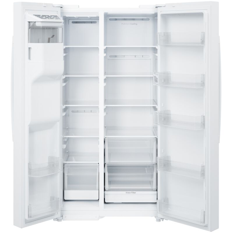GE 36 in. 23.6 cu. ft. Counter Depth Side-by-Side Refrigerator with Ice & Water Dispenser - White, , hires