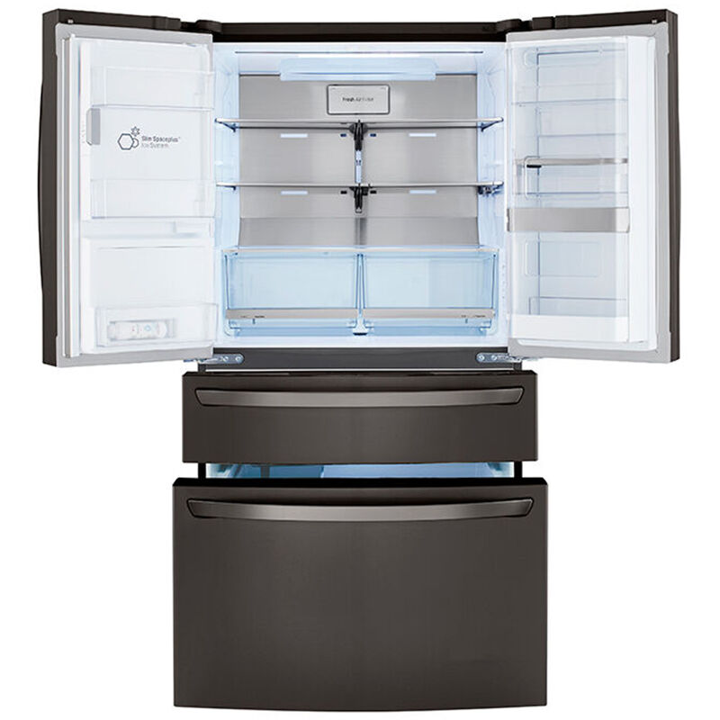 LG 36 in. 29.5 cu. ft. Smart 4-Door French Door Refrigerator with External Ice & Water Dispenser- Black Stainless Steel, Black Stainless, hires