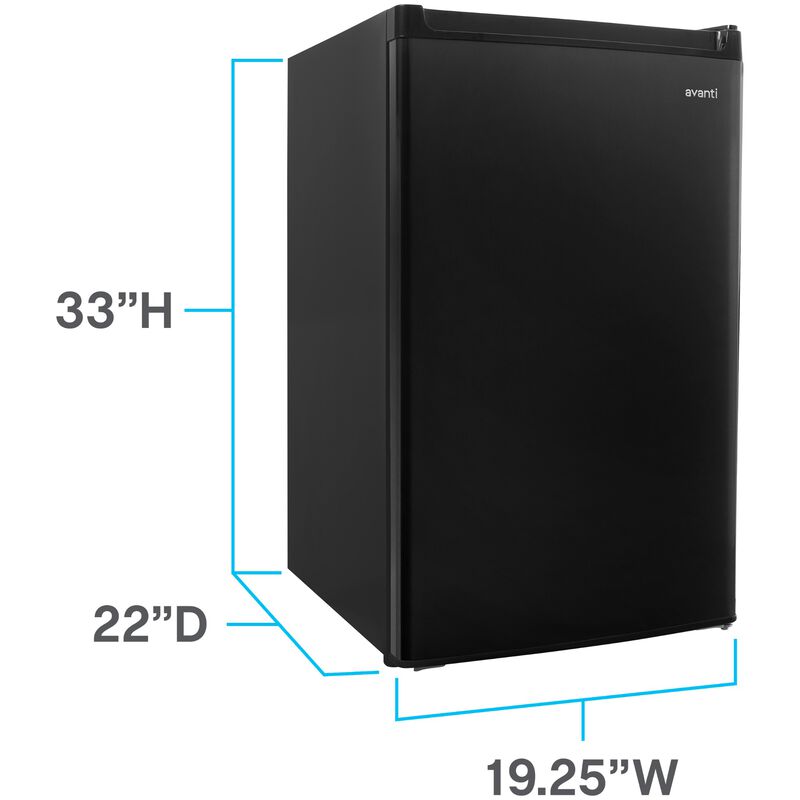 Avanti 20 in. 4.4 cu. ft. Mini Fridge with Freezer Compartment - Black, Black, hires