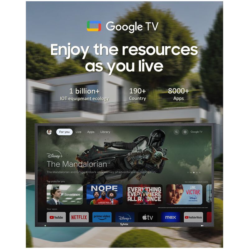 Sylvox - Pool Pro 2.0 65" Class Full Sun 4K UHD QLED Smart Google Outdoor TV, , hires