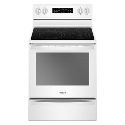 Whirlpool 30 in. 6.4 cu. ft. Standard Convection Oven Freestanding Electric Range with 5 Smoothtop burners - White | WFE775H0HW