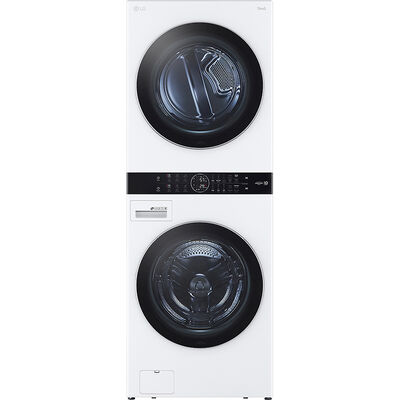 LG 27 in. WashTower with 4.5 cu. ft. Washer with 10 Wash Programs & 7.4 cu. ft. Gas Dryer with 9 Dryer Programs, Sensor Dry & Wrinkle Care - White | WKGX201HWA