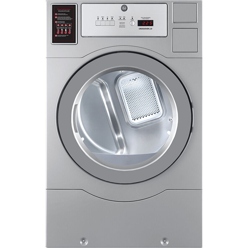 Crossover Commercial Laundry 27 in. 7.0 cu. ft. Bottom Control Stackable Electric Dryer with Coin Operation & OPL/Card Ready - Stainless Steel, , hires