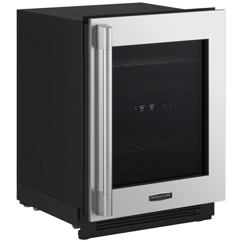 Signature Kitchen Suite 24 in. Undercounter Smart Wine Cooler with Metal & Wood Racks, Dual Temperature Zones & 41 Bottle Capacity - Custom Panel Ready, , hires
