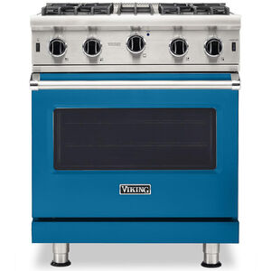 Viking 5 Series 30 in. 4.0 cu. ft. Convection Oven Freestanding Gas Range with 4 Open Burners - Alluvial Blue, , hires