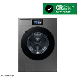 Samsung Bespoke 27 in. 5.3 cu. ft. Smart Stackable Front Load Washer with AI Home, AI OptiWash+, Sanitize & Steam Cycle - Dark Steel, , hires
