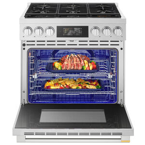 LG Signature 36 in. 6.3 cu. ft. Smart Air-Fry True European Convection Slide-In Gas Range with 6 Sealed Burners - Stainless Steel, , hires