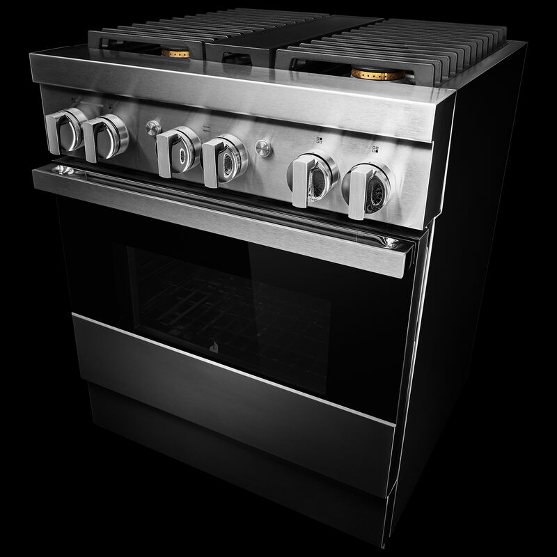 JennAir Noir Series 30 in. 4.1 cu. ft. Smart True European Convection Dual Fuel Range with 4 Sealed Burners - Stainless Steel, , hires