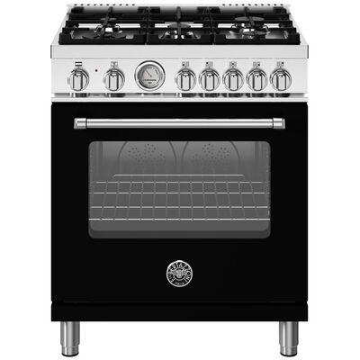 Bertazzoni Master Series 30 in. 4.7 cu. ft. Convection Oven Freestanding LP Gas Dual Fuel Range with 5 Sealed Burners - Matte Black | MAS305DFMNVL
