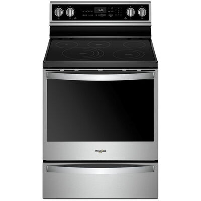 Whirlpool 30 in. 6.4 cu. ft. Smart Convection Oven Freestanding Electric Range with 5 Smoothtop Burners - Stainless Steel | WFE975H0HZ