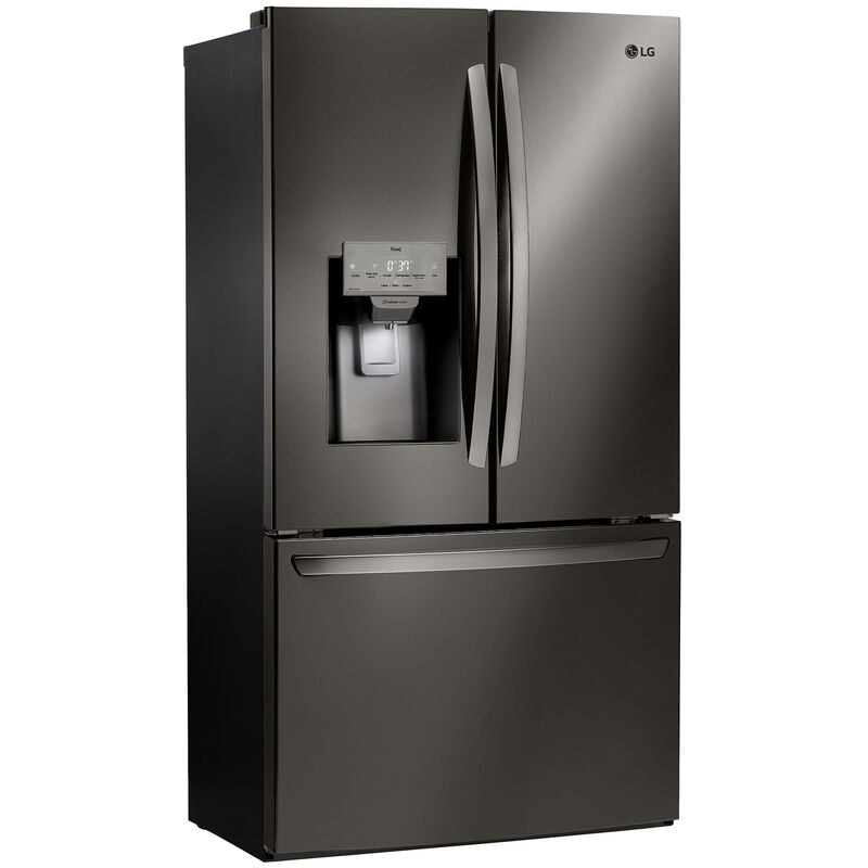 LG 36 in. 27.7 cu. ft. Smart French Door Refrigerator with Ice & Water Dispenser - PrintProof Black Stainless Steel, PrintProof Black Stainless Steel, hires