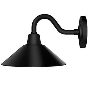 Hunter Skyflow Rustic Modern Metal Cone Outdoor Small Wall Light- Matte Black, , hires