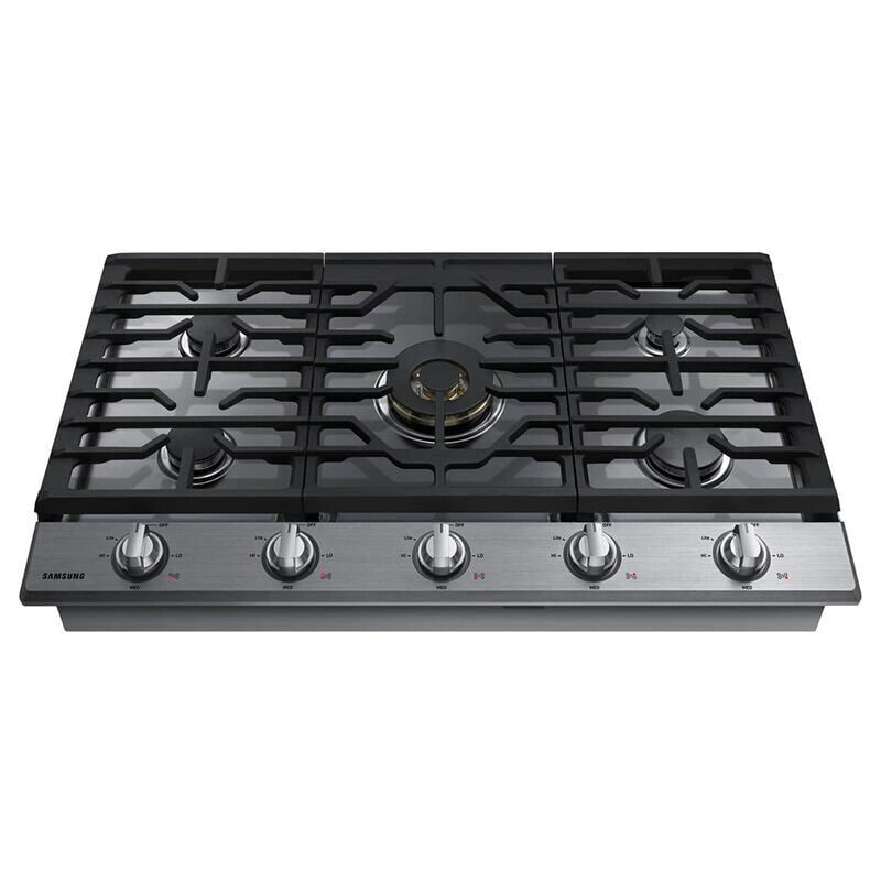 Samsung 36 in. 5-Burner Smart Natural Gas Cooktop with Griddle, Simmer Burner & Power Burner - Stainless Steel, Stainless Steel, hires