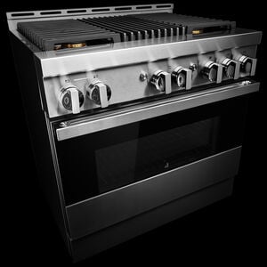 JennAir Noir Series 36 in. 5.1 cu. ft. Smart True European Convection Gas Range with 4 Sealed Burners & Grill - Stainless Steel, , hires