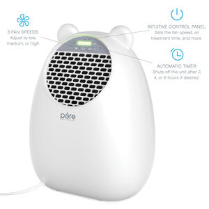 Pure Enrichment 11 in. HEPA Air Purifier with 4 Stages of Filtration, 3 Fan Settings & Sleep Mode - White, , hires