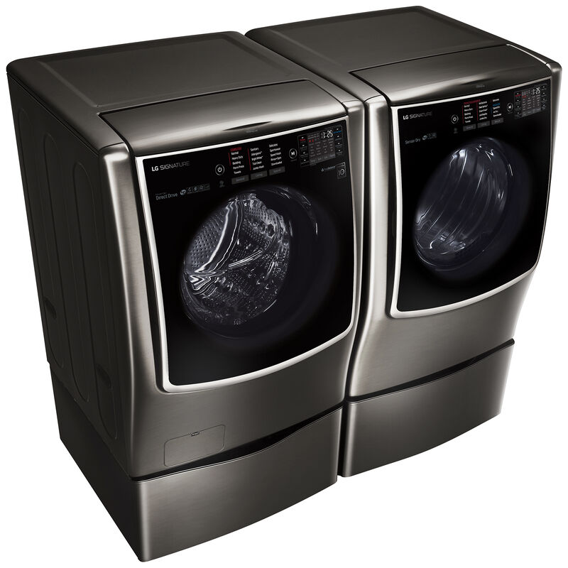 LG Signature 30 in. 5.8 cu. ft. Smart Front Load Washer with Sanitize Cycle, Steam Wash & Self Clean - Black Stainless Steel, , hires