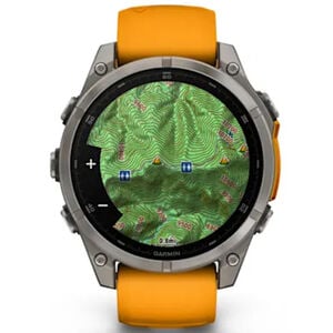 Garmin f nix 8 47 mm, AMOLED Smart Watch - Sapphire, Titanium with Spark Orange/Graphite Silicone Band, , hires