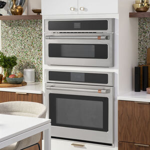 Cafe 30 in. 1.3 cu. ft. Steam Electric Single Wall Oven with True European Convection - Stainless Steel, , hires