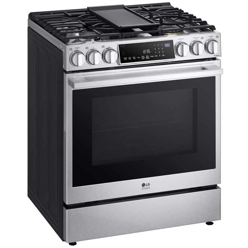 LG InstaView 30 in. 6.3 cu. ft. Smart Air Fry True European Convection Slide-In Gas Range with 5 Sealed Burners & Griddle - Stainless Steel, , hires