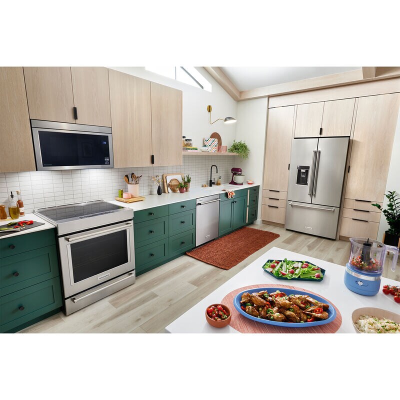 KitchenAid 30 in. 6.4 cu. ft. Air Fry True European Convection Steam Slide-In Electric Range with 4 Induction Burners - Stainless Steel, , hires