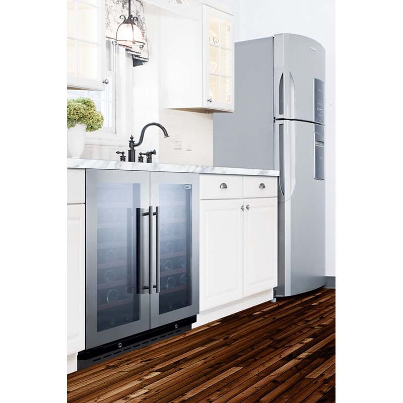 Summit 30 in. Undercounter Wine Cooler with Wood Racks, Dual Temperature Zones & 66 Bottle Capacity - Stainless Steel, , hires