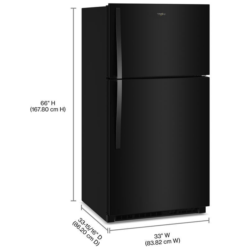 Whirlpool 33 in. 21.3 cu. ft. Garage-Ready Top Freezer Refrigerator - Black, Black, hires