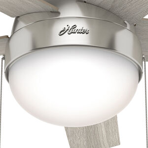 Hunter Anslee 46 in. Low Profile Ceiling Fan with LED Light Kit, Pull Chain- Brushed Nickel, Brushed Nickel, hires
