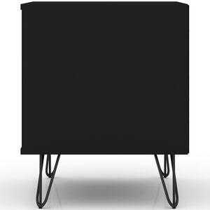 Manhattan Comfort Rockefeller Mid-Century Modern 2-Drawer Nightstand Black, Black, hires