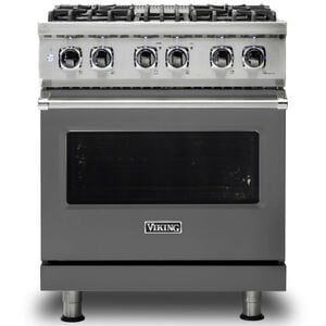 Viking 5 Series 30 in. 4.7 cu. ft. True European Convection Dual Fuel Range with 4 Sealed Burners - Damascus Gray, , hires