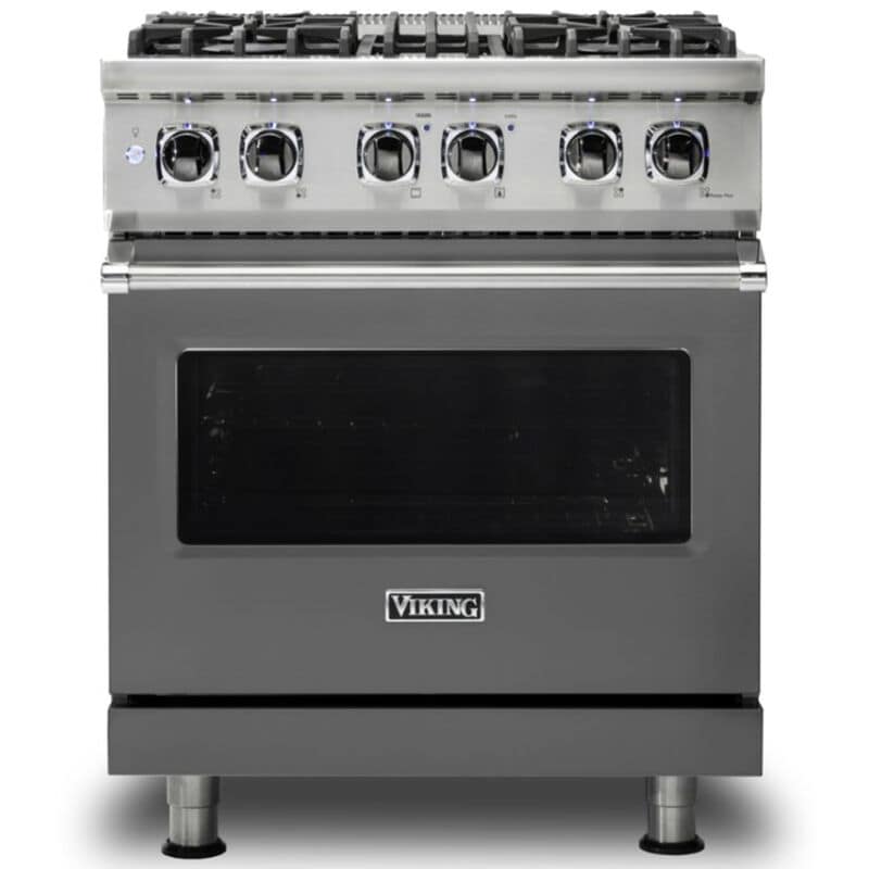 Viking 5 Series 30 in. 4.7 cu. ft. True European Convection Dual Fuel Range with 4 Sealed Burners - Damascus Gray, , hires