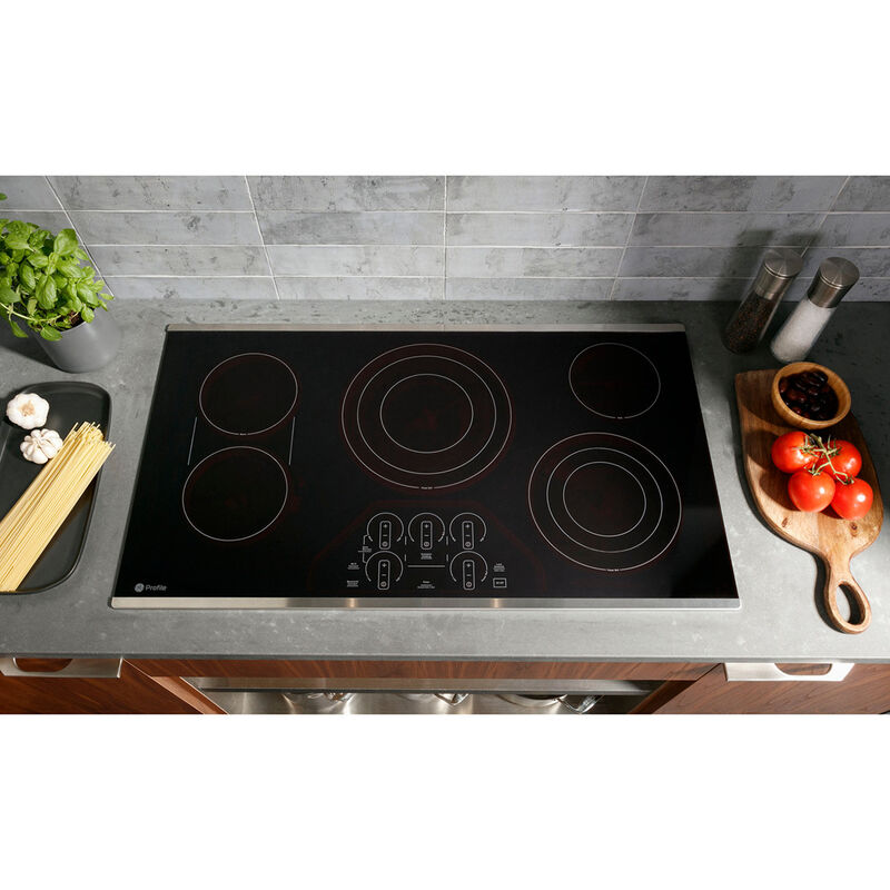 GE Profile 30 in. 5-Burner Smart Electric Cooktop with Simmer Burner & Power Burner - Black, , hires