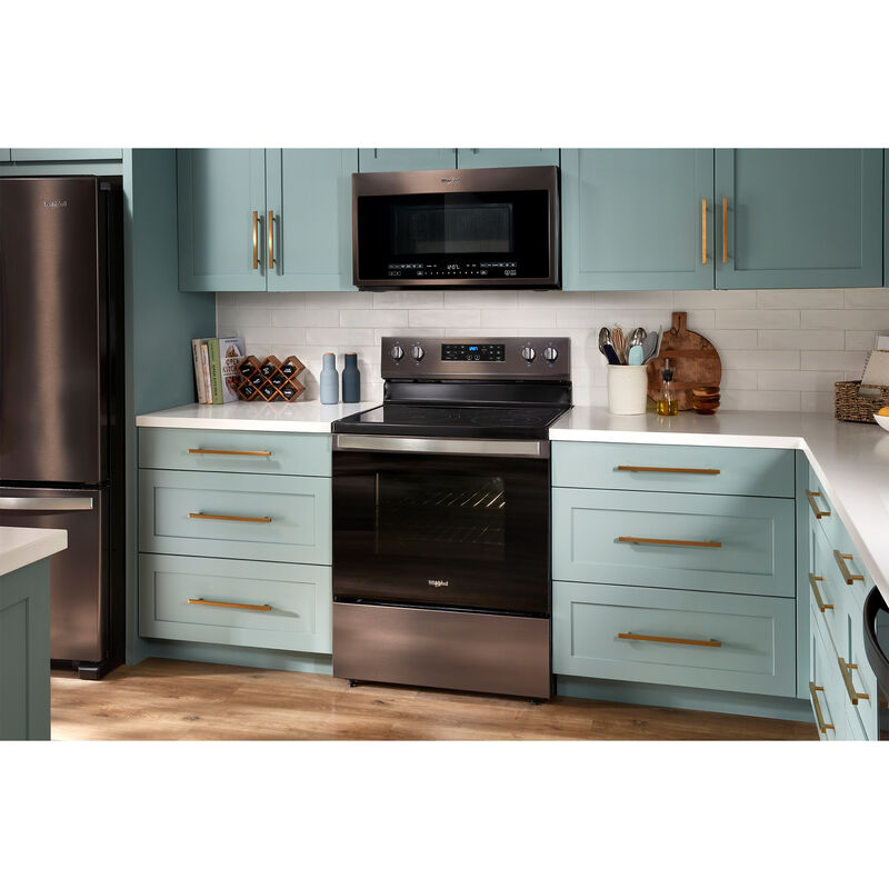 Whirlpool 30 in. 5.3 cu. ft. Air Fry Standard Convection Electric Range with Radiant Burners - Black Stainless, , hires